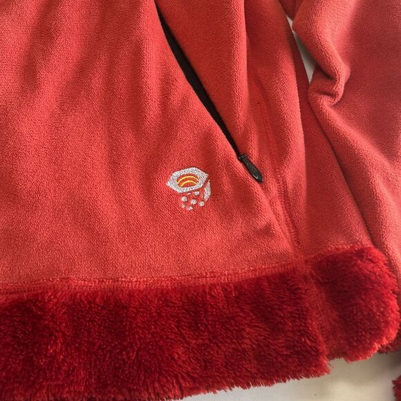 Mountain Hardwear Orange Faux Fur Fleece Jacket Hooded Full Zip Womens Size M - Picture 2 of 16